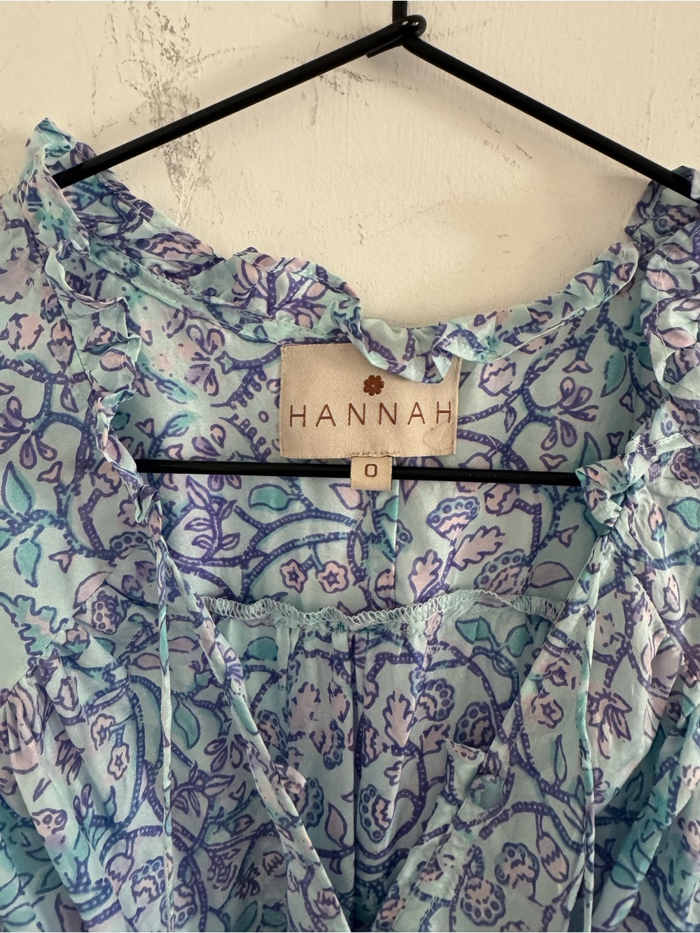 NEW Hannah Artwear Blue Floral Braided Belt Silk Dress 0 - Picture 3 of 4